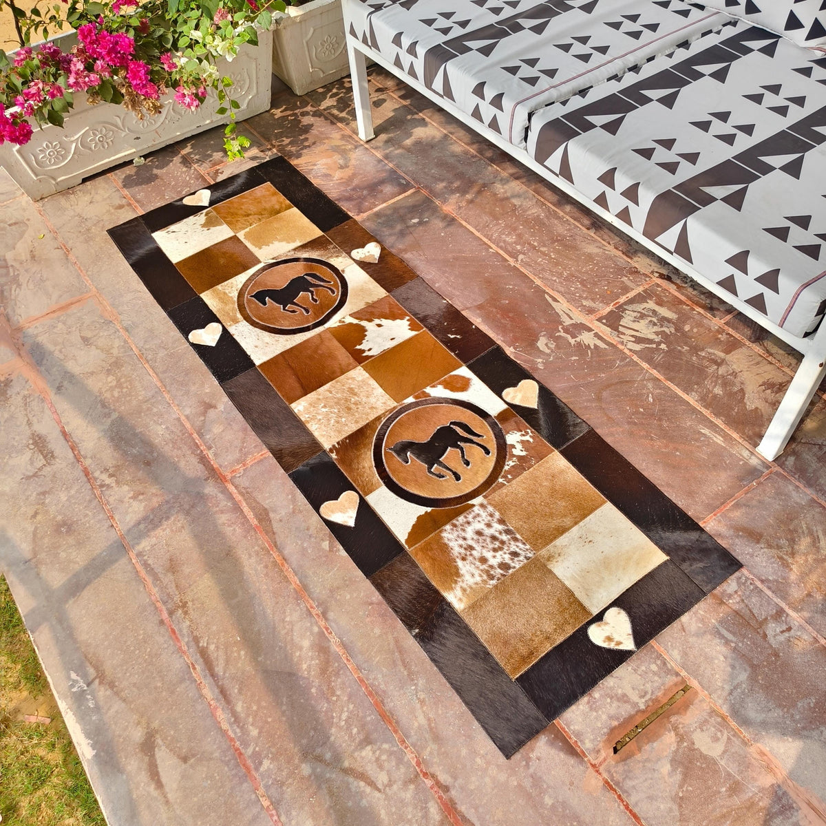 Cowhide Cushion Cover Horse Longhorn Cow Design 40x40cm - JayKayBoutiqueOnline