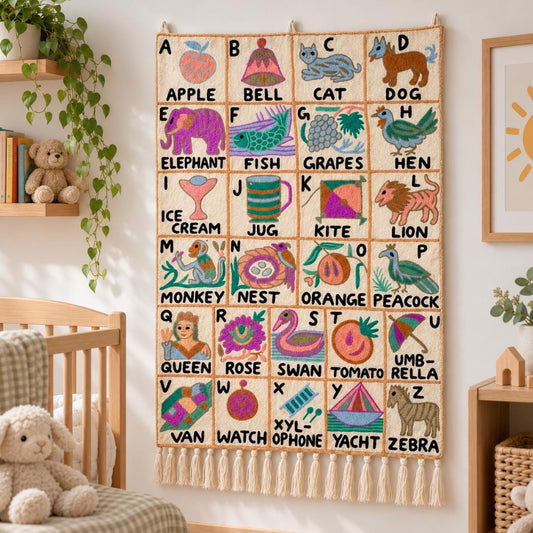 Handmade Alphabet Tapestry Portrait with Pink Pastel Colours - JayKayBoutiqueOnline