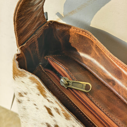 Cowhide Shoulder Bag – Western Leather Handbag with Studded Detail, Handmade Leather Strap & Tassels - JayKayBoutiqueOnline