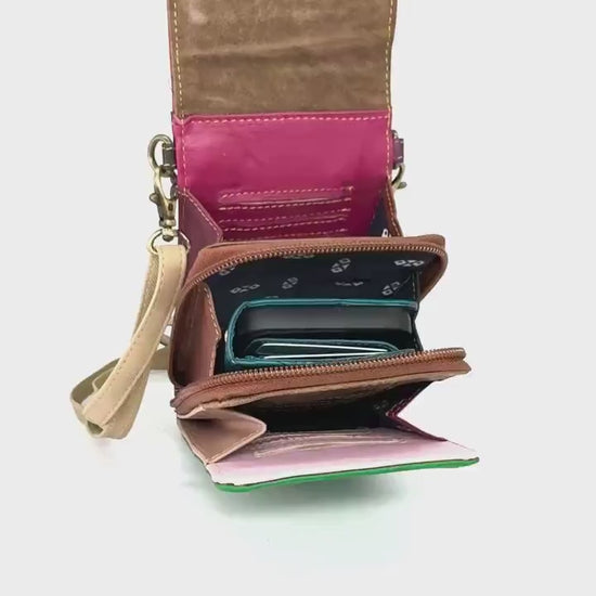 Upcycled Leather Crossbody Phone Bag