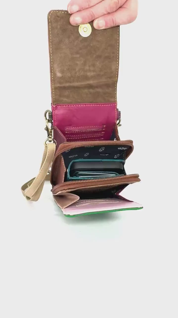 Upcycled Leather Crossbody Phone Bag