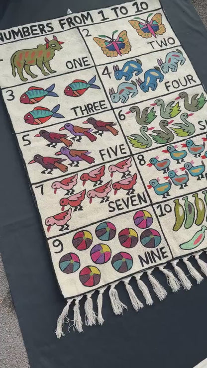 Embroidered Alphabet Tapestry Wall Hanging with Animals