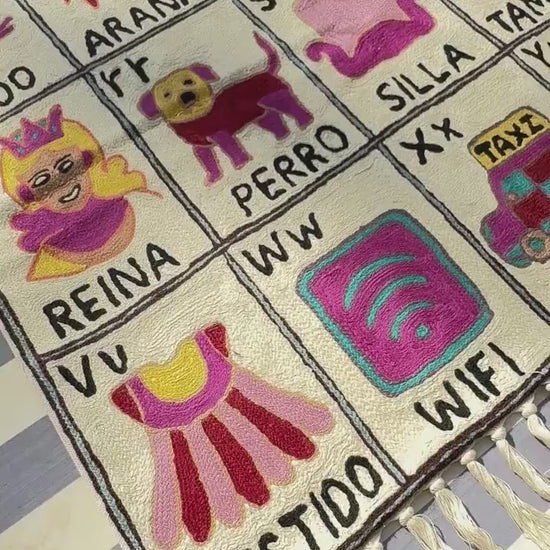 Handmade Spanish Alphabet Tapestry for Babies and Kids