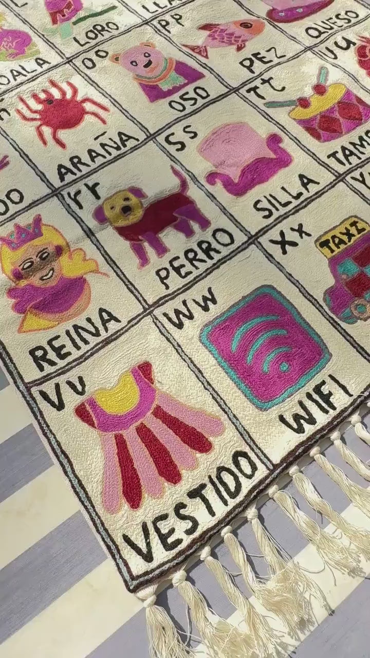 Handmade Spanish Alphabet Tapestry for Babies and Kids