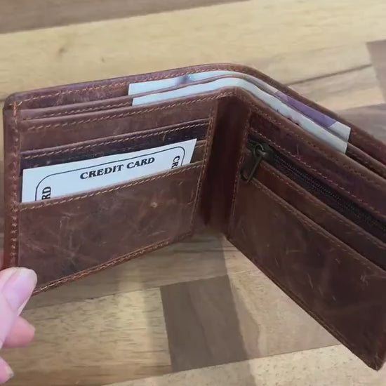 Slim Brown Bi-Fold Leather Wallet for Men