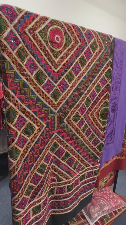 Indian Mirrorwork Hand Made Bedspread