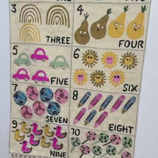 Handmade Wool Number Tapestry Wall Hanging for Nursery Room