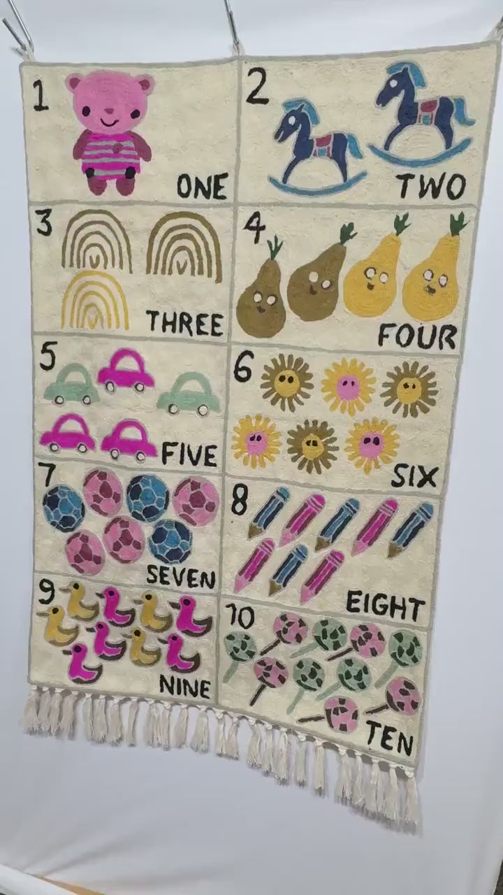Handmade Wool Number Tapestry Wall Hanging for Nursery Room