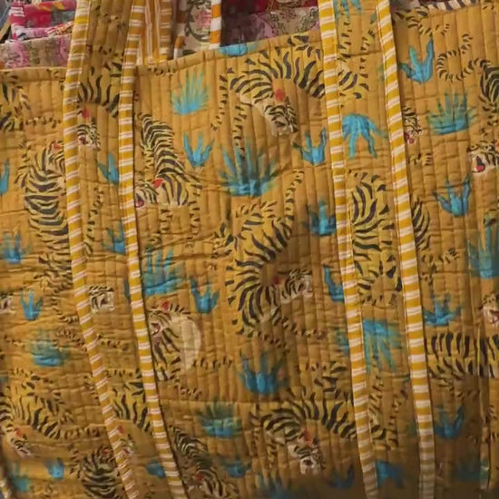 Cotton Quilted Bag with Animal Print