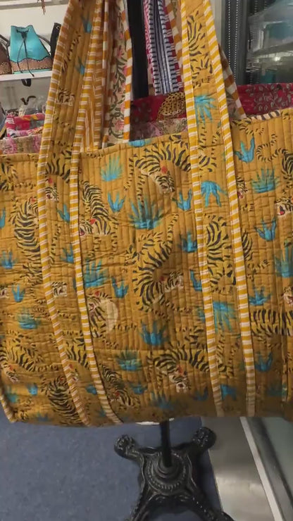 Cotton Quilted Bag with Animal Print
