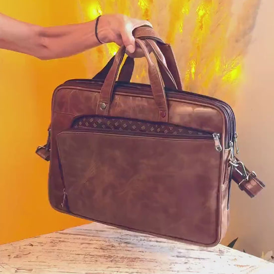 Leather 17.5" Laptop Briefcase Satchel Bag