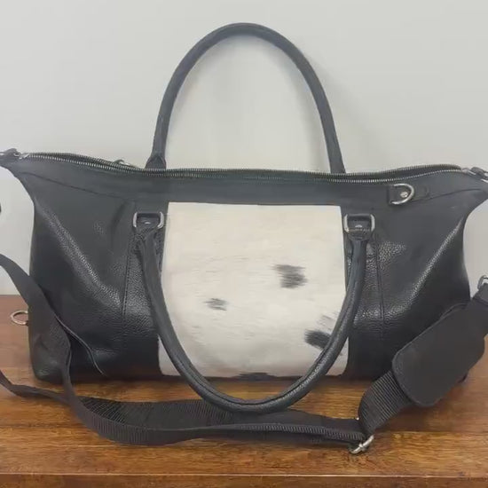 Upcycled Leather Duffle Weekender Bag