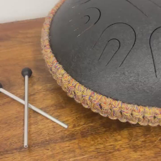 14" Steel Tongue Drum: Hand Pan Drum with Bag & Drumsticks