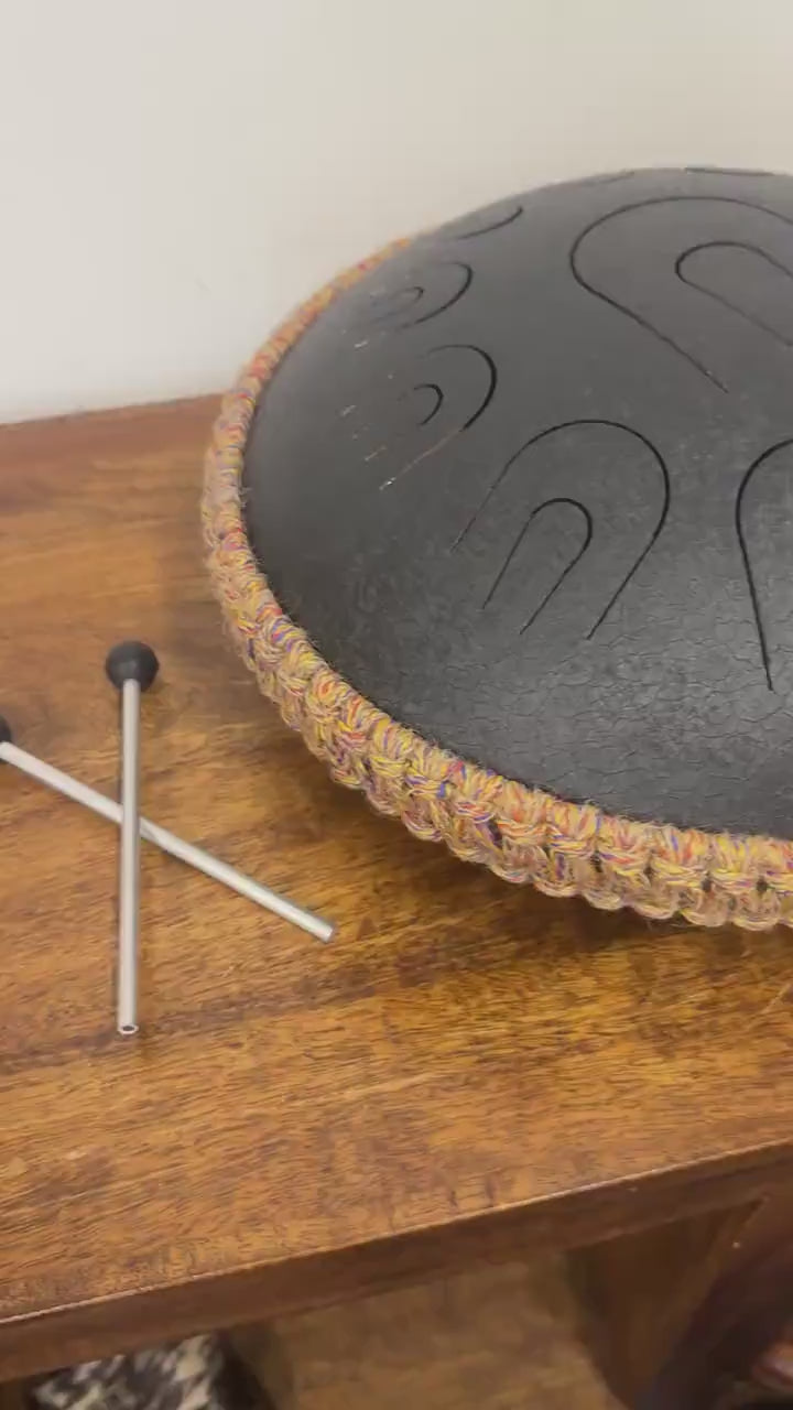 14" Steel Tongue Drum: Hand Pan Drum with Bag & Drumsticks