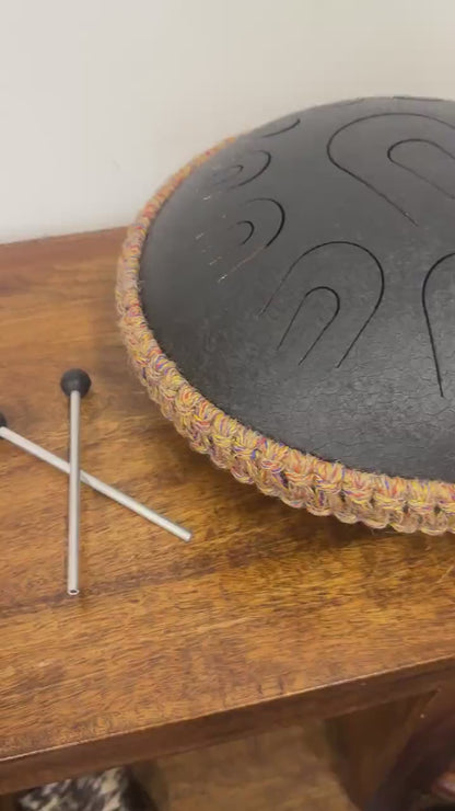 14" Steel Tongue Drum: Hand Pan Drum with Bag & Drumsticks