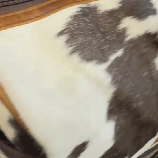 Western Style Leather Duffle Bag with hair on