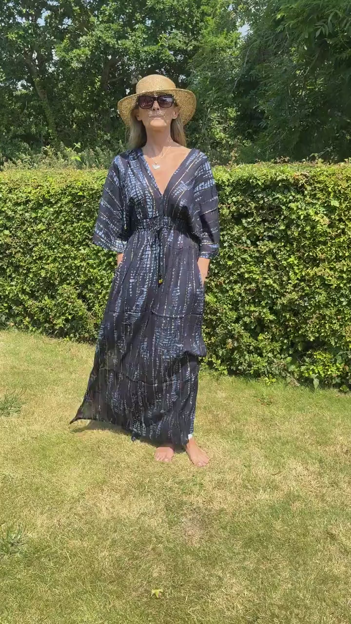 Kaftan Loungewear Dress with Elasticated Waist and Pockets