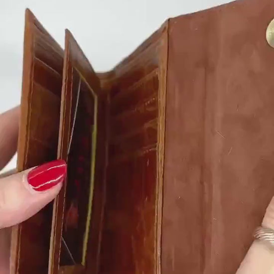 Leather Purse with Cowhide; Zipped Coin Pouch & Multi-Card Slots, Photo/ID Display