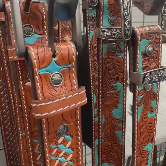 Hand Carved Leather Belt for Women and Men