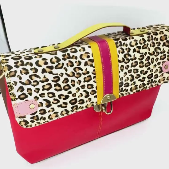 Recycled Coloured Leather Laptop Briefcase Bag, Colourful Unique Briefcase