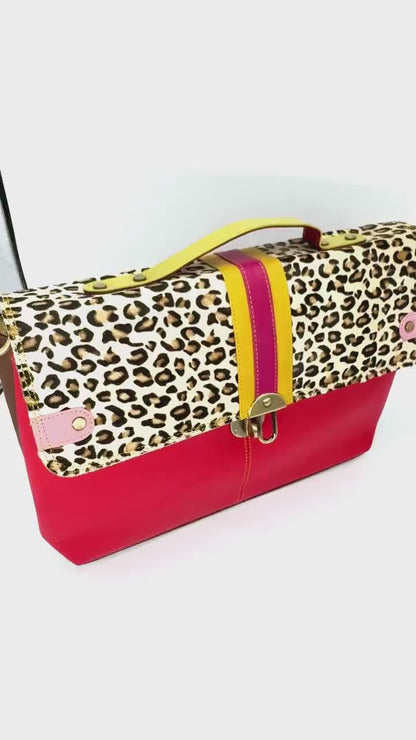 Recycled Coloured Leather Laptop Briefcase Bag, Colourful Unique Briefcase