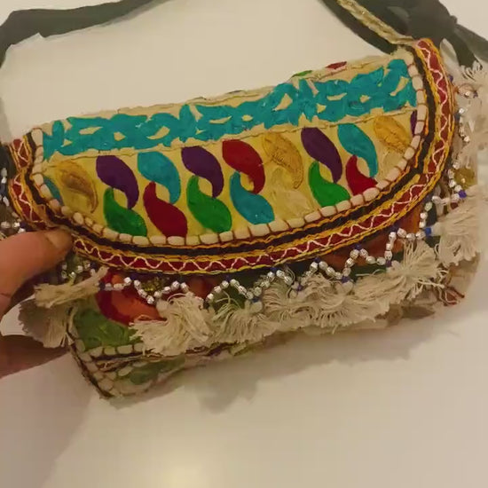 Colourful Upcycled Banjara Sling Hand Made Bag | Cross body Handbag with Intricate Design | Gift for Women | Indian Bag