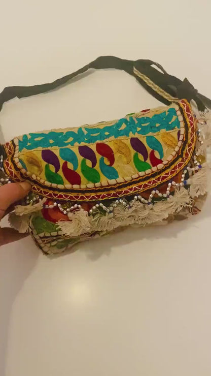Colourful Upcycled Banjara Sling Hand Made Bag | Cross body Handbag with Intricate Design | Gift for Women | Indian Bag