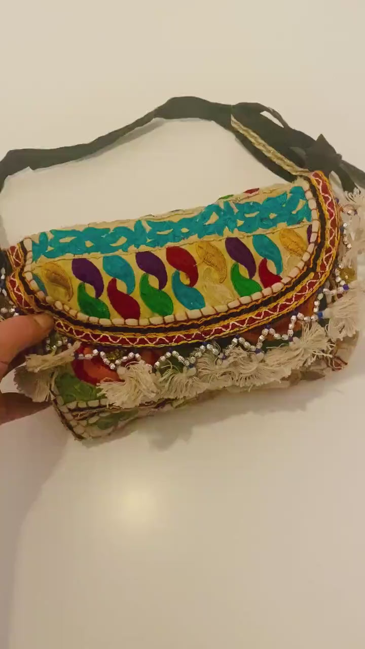 Colourful Upcycled Banjara Sling Hand Made Bag | Cross body Handbag with Intricate Design | Gift for Women | Indian Bag
