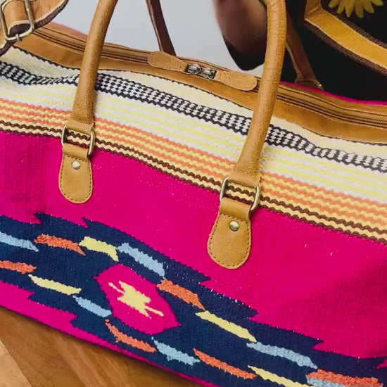 Leather Duffel Bag Kilim Blanket