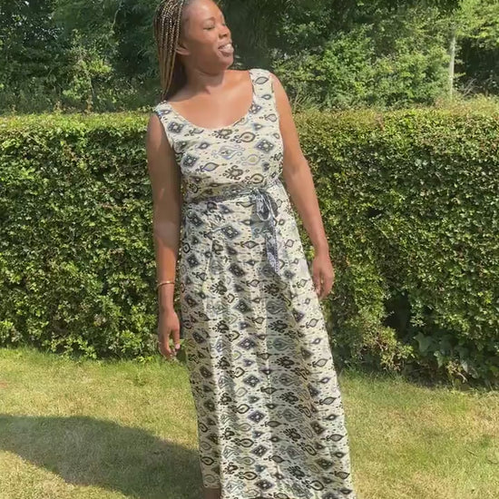 Maxi Dress with Flattering Stretch Waist and Matching Top