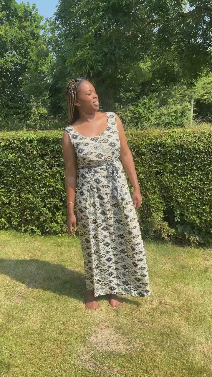 Maxi Dress with Flattering Stretch Waist and Matching Top