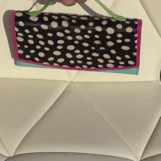 Coloured Leather Clutch Wallet with Animal Print Hide