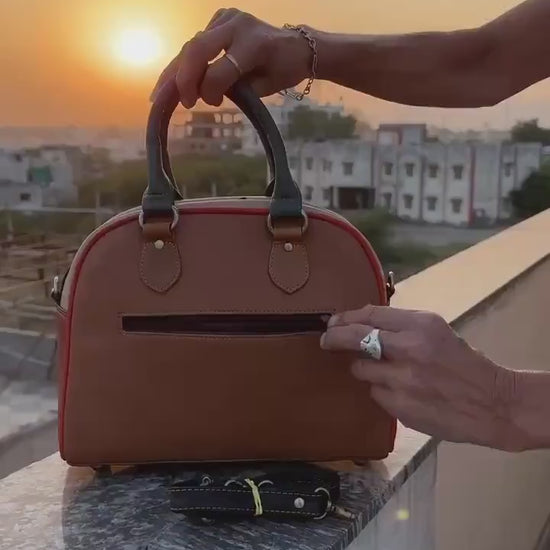 Recycled Coloured Leather Boston Bag