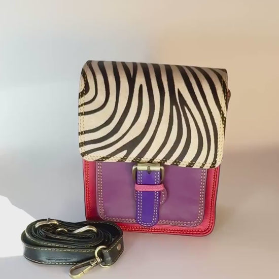 Coloured Leather Crossbody Satchel Bag