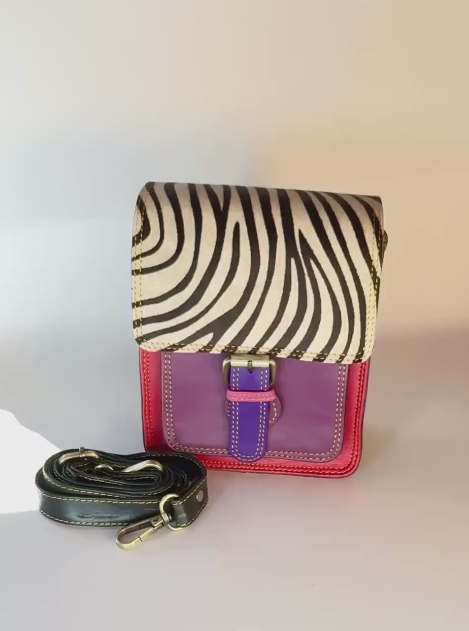 Coloured Leather Crossbody Satchel Bag