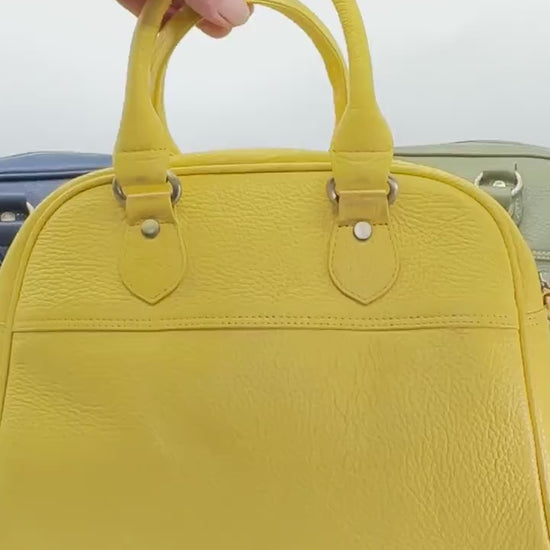 Coloured Leather Top Handle Bags in Various Colours