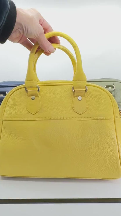 Coloured Leather Top Handle Bags in Various Colours
