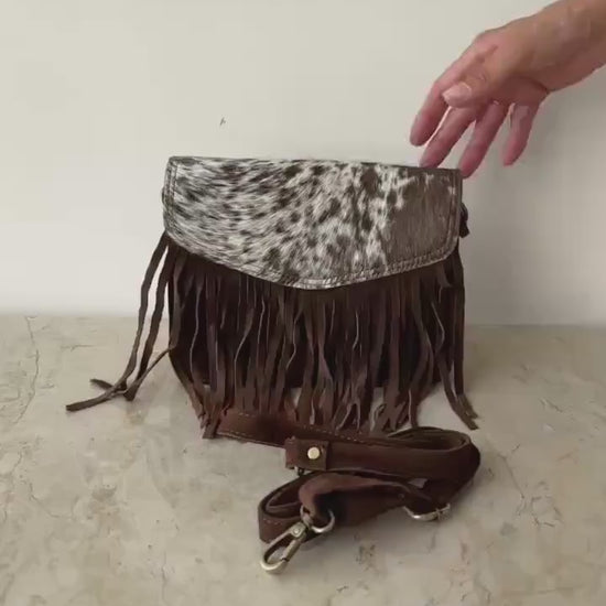Fringed Cowhide Suede Crossbody Bag