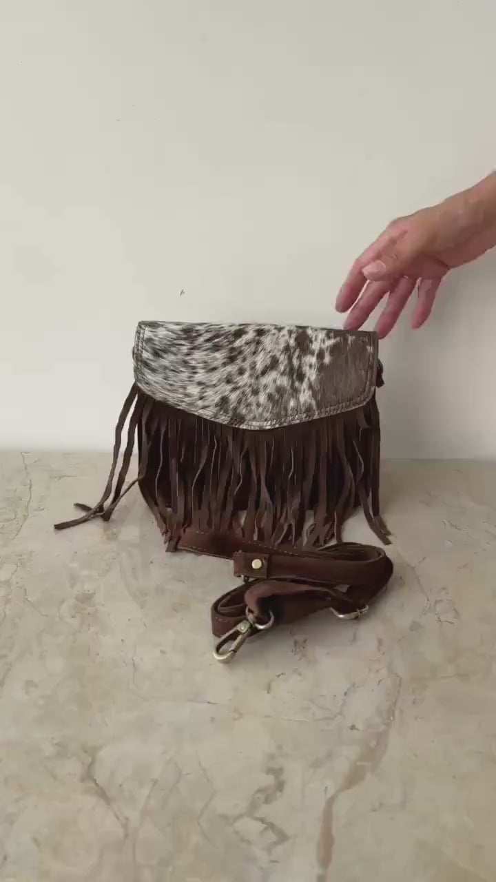 Fringed Cowhide Suede Crossbody Bag