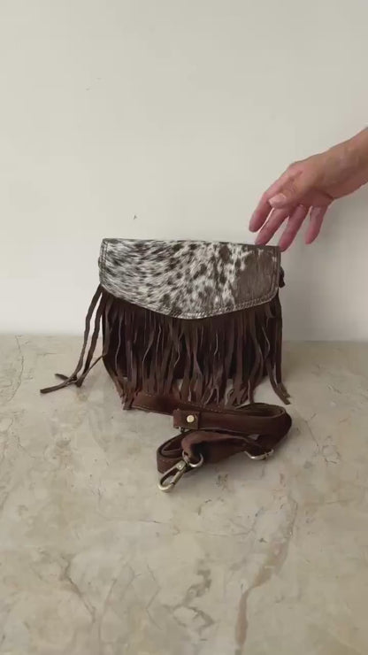 Fringed Cowhide Suede Crossbody Bag