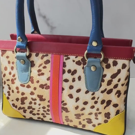Coloured Leather Hair-on Hide Handbag