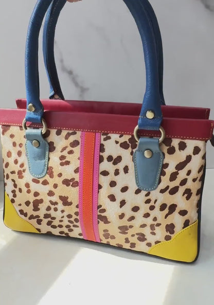 Coloured Leather Hair-on Hide Handbag