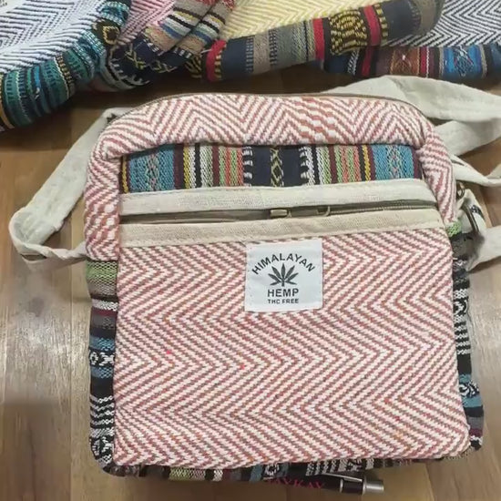 Handmade Himalayan Hemp Crossbody Bag: Small Boho Shoulder Bag