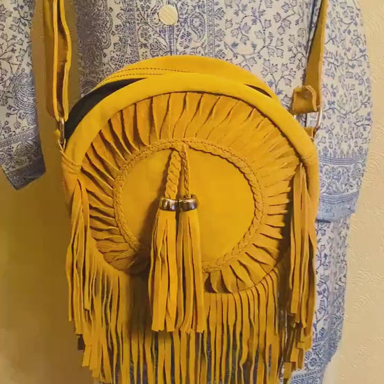Suede Fringe Crossbody Bag