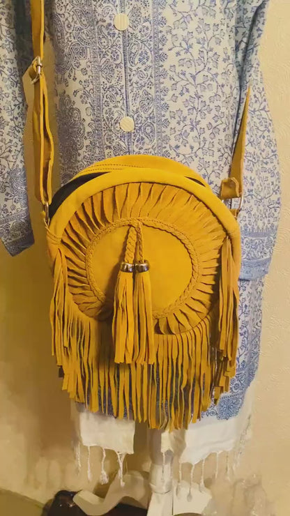 Suede Fringe Crossbody Bag
