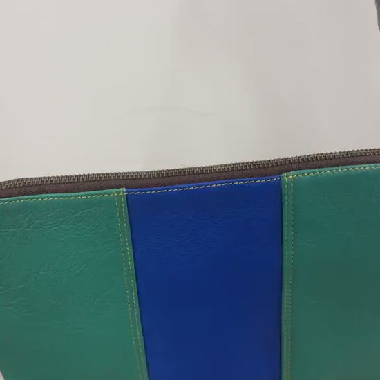 Coloured Leather Cross Body Bag with Animal Print