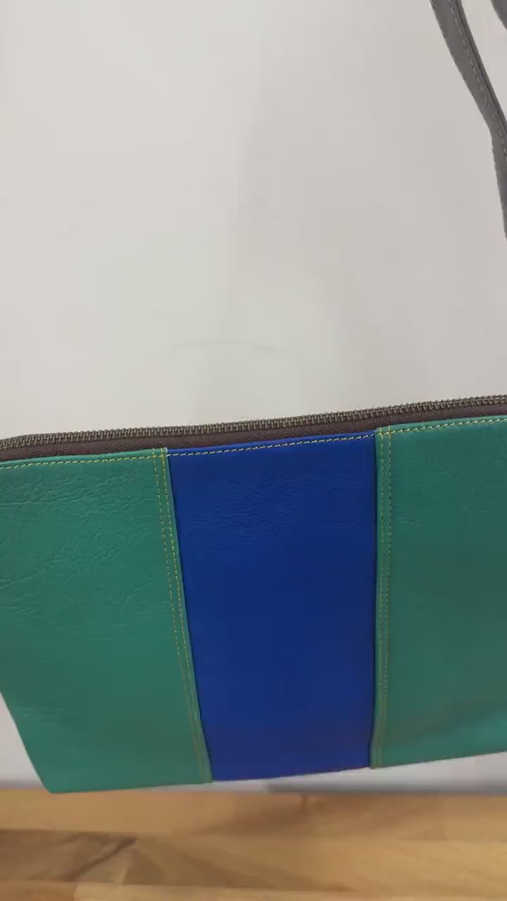 Coloured Leather Cross Body Bag with Animal Print