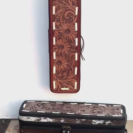 Hand Carved Leather Hair Straightener Case