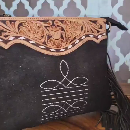 Western Style Suede Bag with Tassels