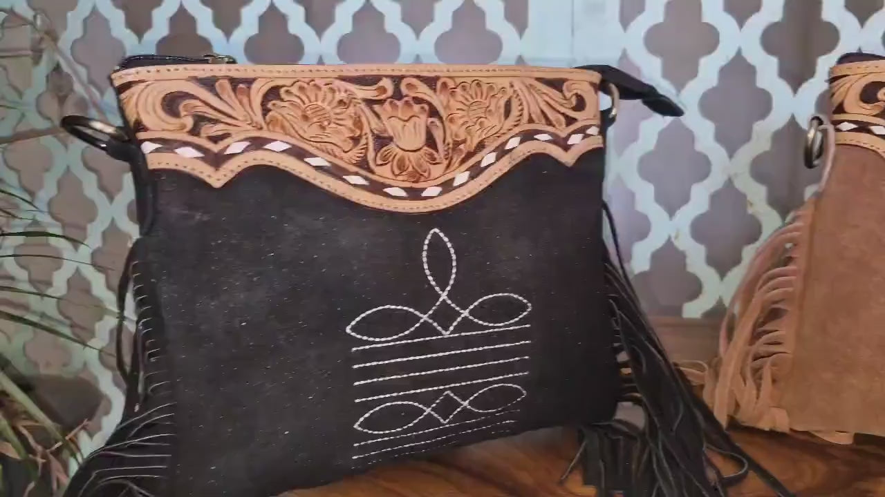 Western Style Suede Bag with Tassels